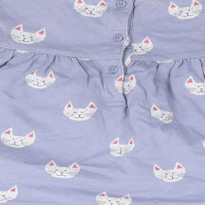 John Lewis Girls Purple Geometric 100% Cotton A-Line  Size 3-6 Months  Crew Neck Pullover - Cat