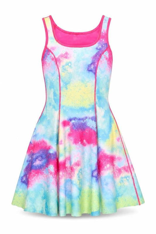 Preworn Womens Multicoloured Tie Dye Polyester Skater Dress  Size XS  Round Neck Pullover - Reversible, Watermelon