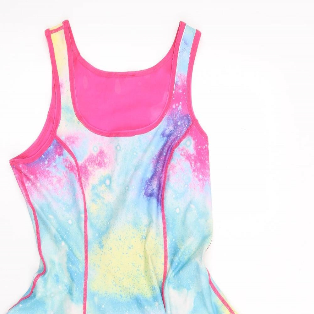 Preworn Womens Multicoloured Tie Dye Polyester Skater Dress  Size XS  Round Neck Pullover - Reversible, Watermelon