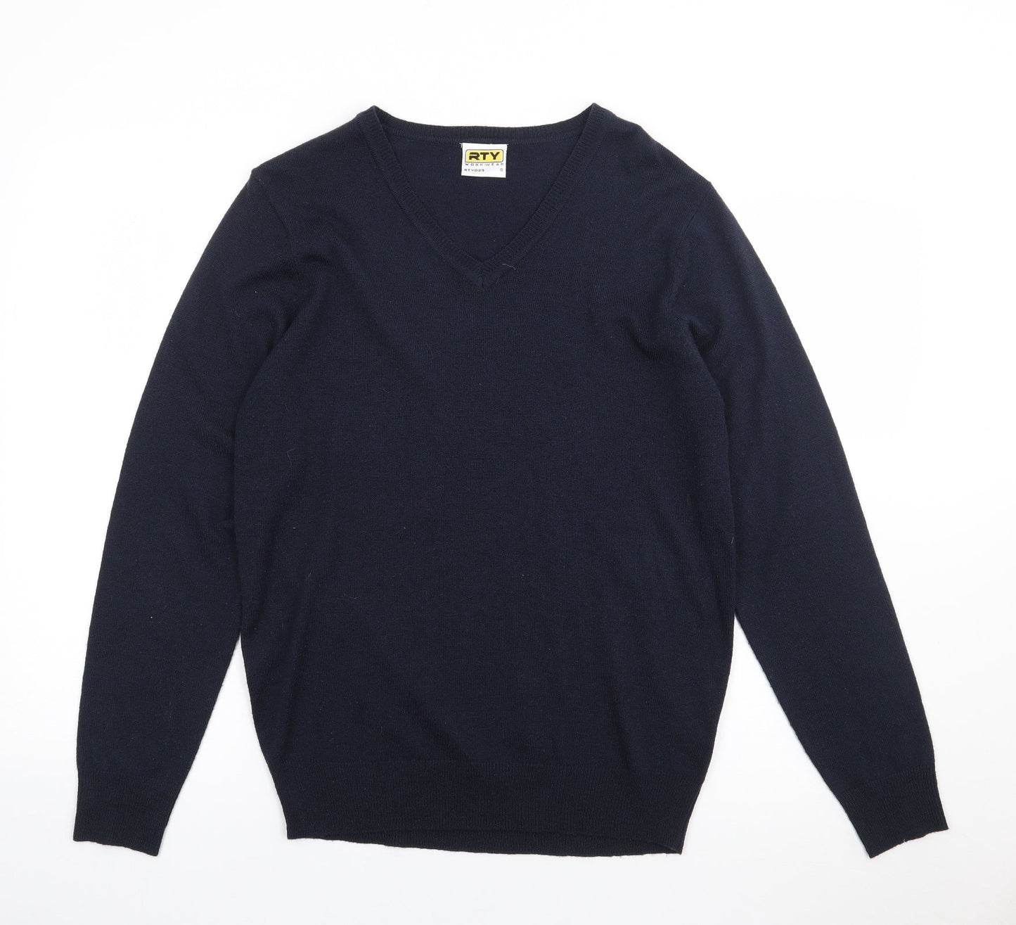 RTY Mens Blue V-Neck  Acrylic Pullover Jumper Size S   - Workwear