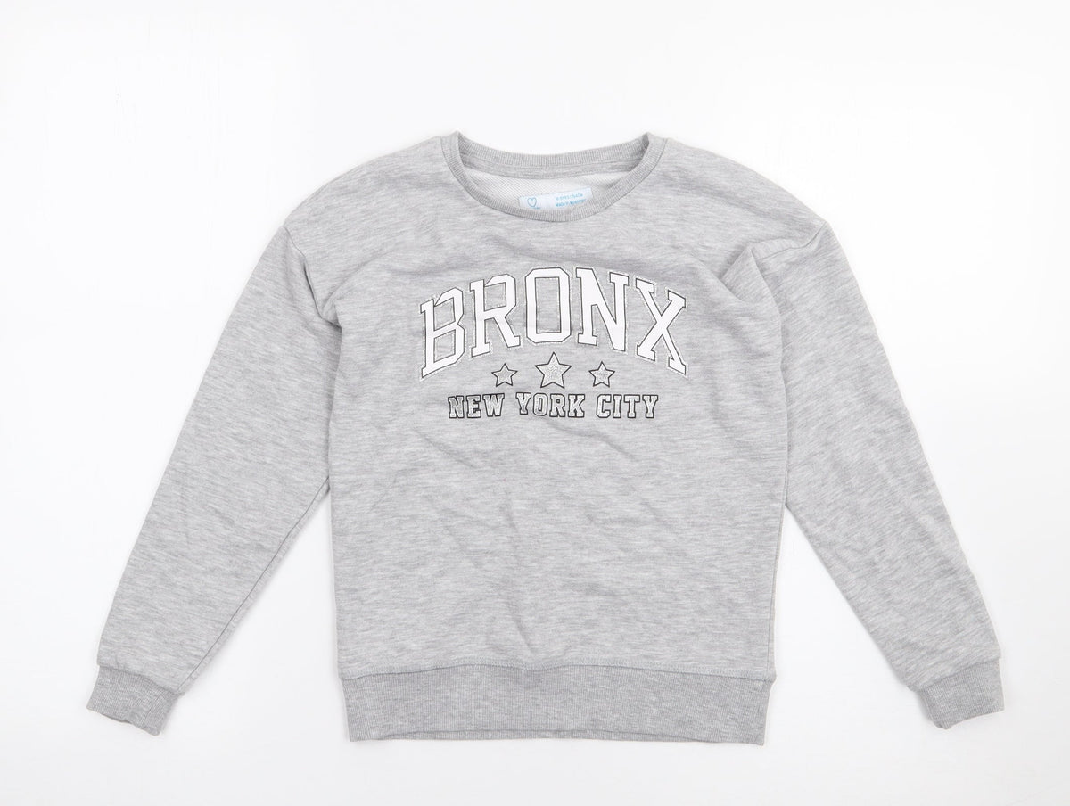 Primark Girls Grey  Cotton Pullover Sweatshirt Size 8-9 Years  Pullover