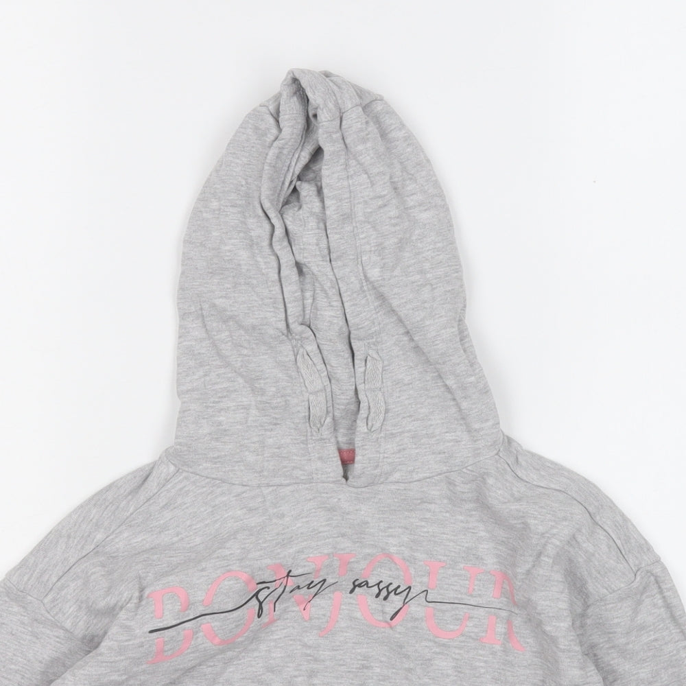 Matalan Girls Grey  Cotton Pullover Hoodie Size 9 Years   - Stay Sassy