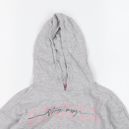 Matalan Girls Grey  Cotton Pullover Hoodie Size 9 Years   - Stay Sassy