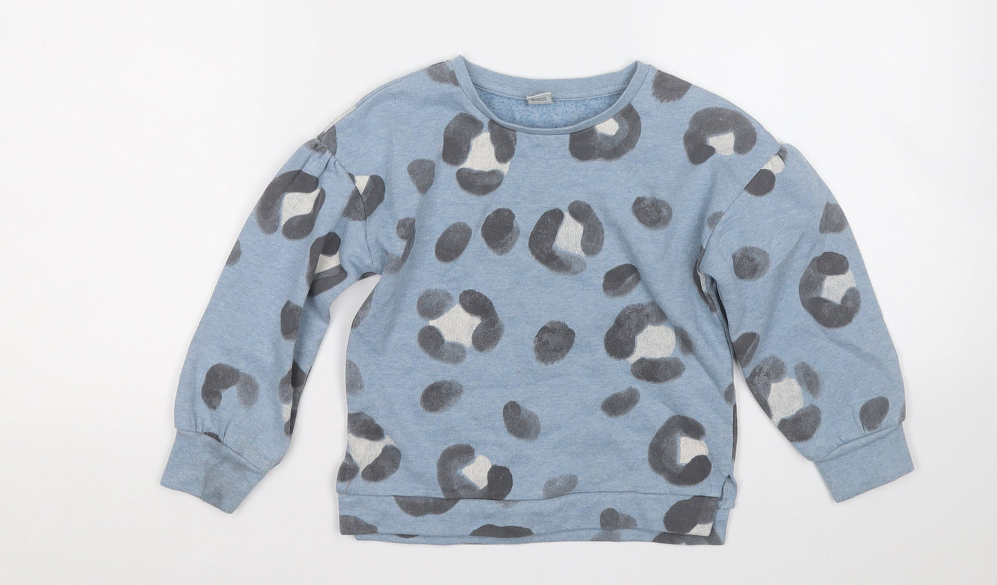 TU Girls Blue Geometric Cotton Pullover Sweatshirt Size 3 Years