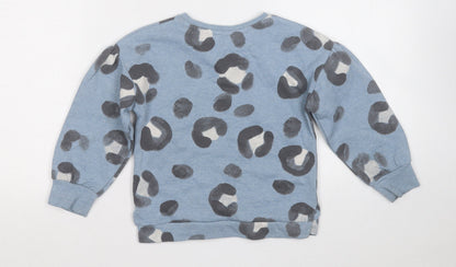 TU Girls Blue Geometric Cotton Pullover Sweatshirt Size 3 Years