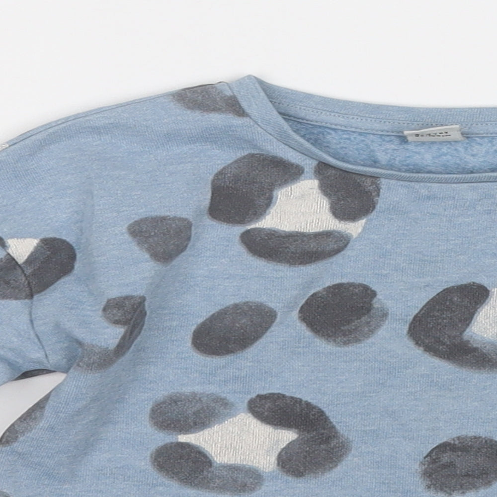 TU Girls Blue Geometric Cotton Pullover Sweatshirt Size 3 Years