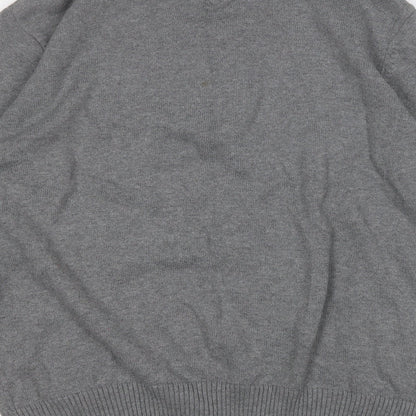 Hampton Mens Grey Mock Neck  Cotton Pullover Jumper Size M
