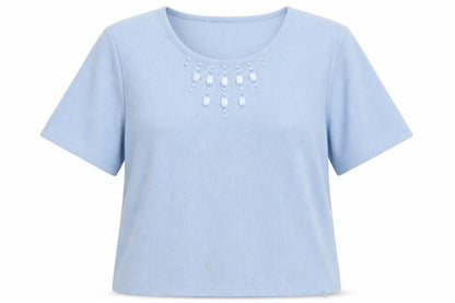 Bonmarché Womens Blue Round Neck Polyester Pullover Jumper Size S