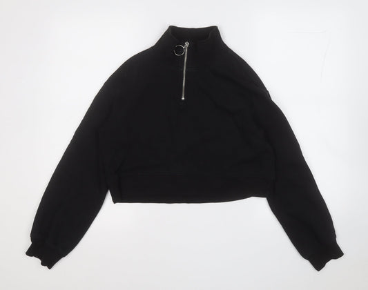 Divided Womens Black  Cotton Henley Sweatshirt Size XS