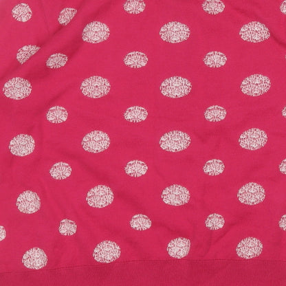TU Womens Pink Round Neck Polka Dot Cotton Cardigan Jumper Size 12