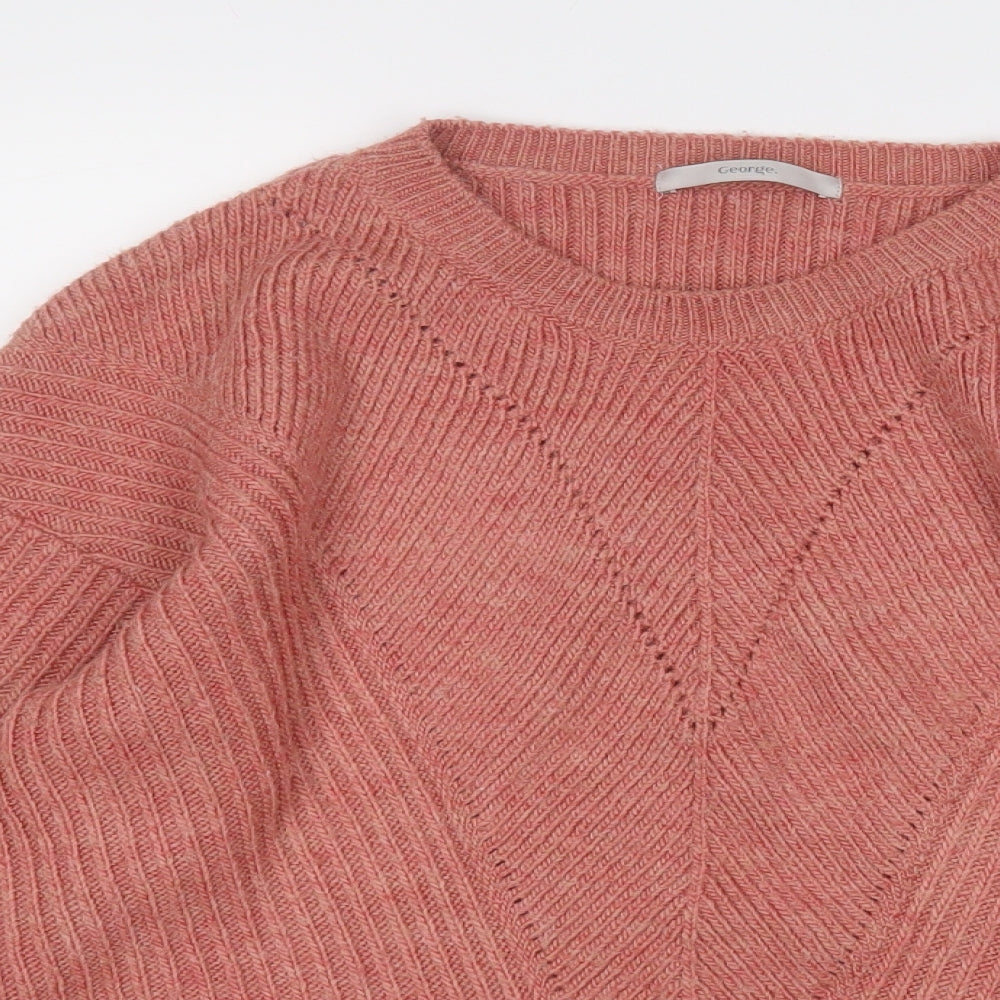 George Womens Red Round Neck  Acrylic Pullover Jumper Size 12