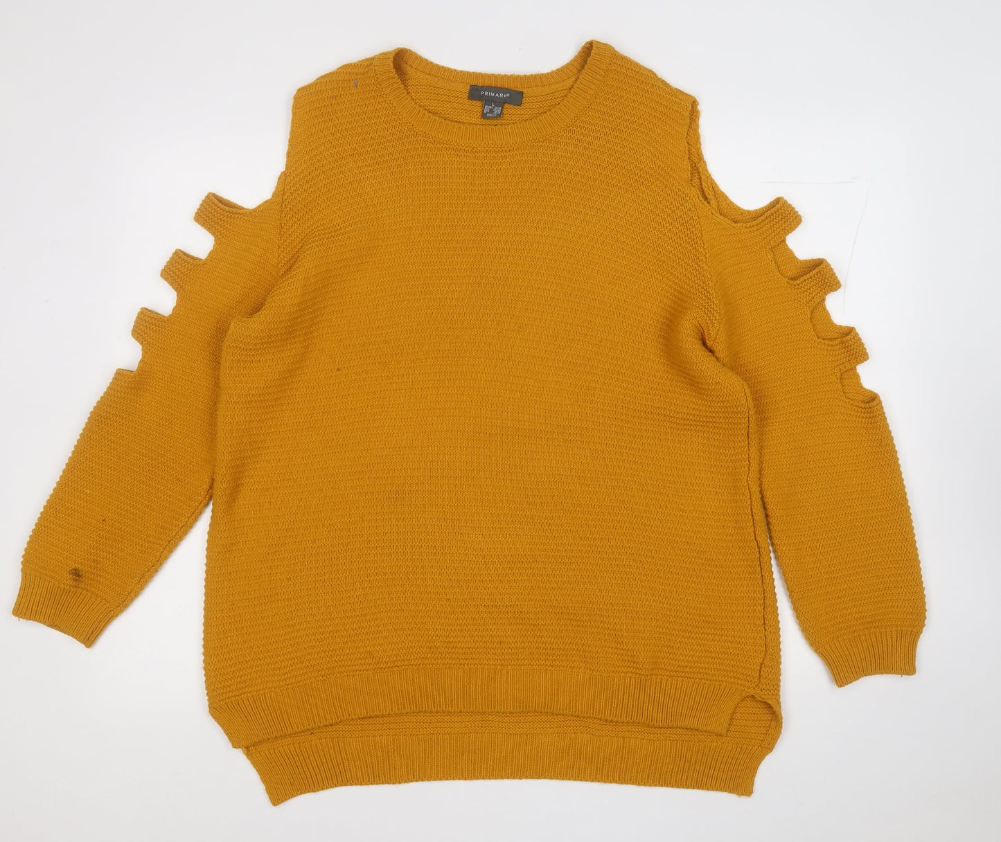 Primark Womens Yellow Round Neck  Acrylic Pullover Jumper Size L