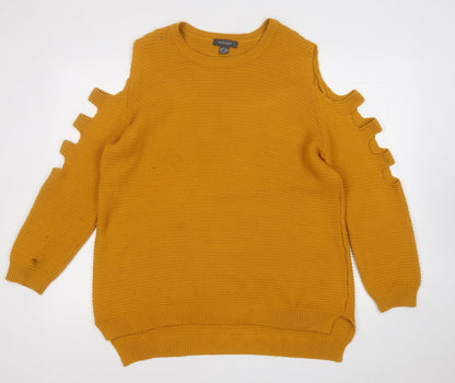 Primark Womens Yellow Round Neck  Acrylic Pullover Jumper Size L