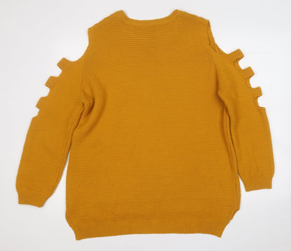 Primark Womens Yellow Round Neck  Acrylic Pullover Jumper Size L