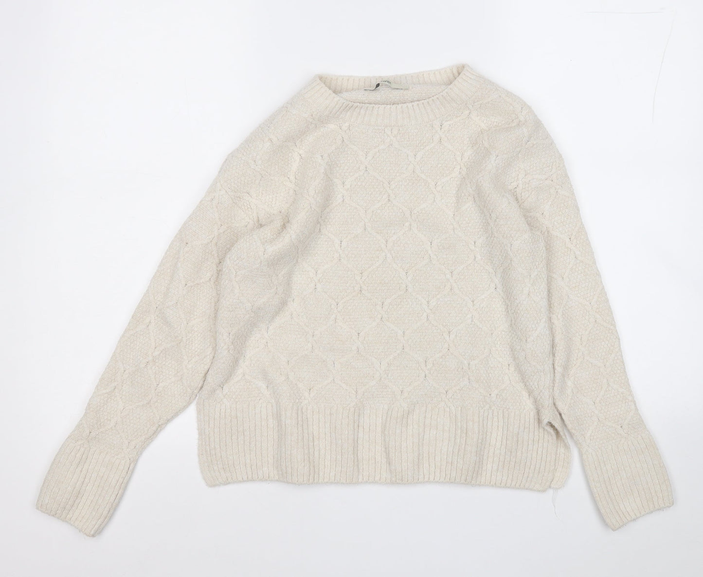 George Womens White Round Neck  Acrylic Pullover Jumper Size 8