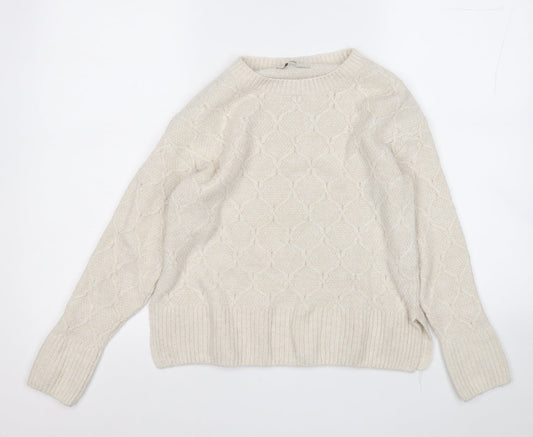 George Womens White Round Neck  Acrylic Pullover Jumper Size 8