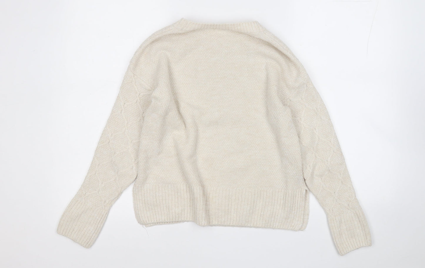 George Womens White Round Neck  Acrylic Pullover Jumper Size 8