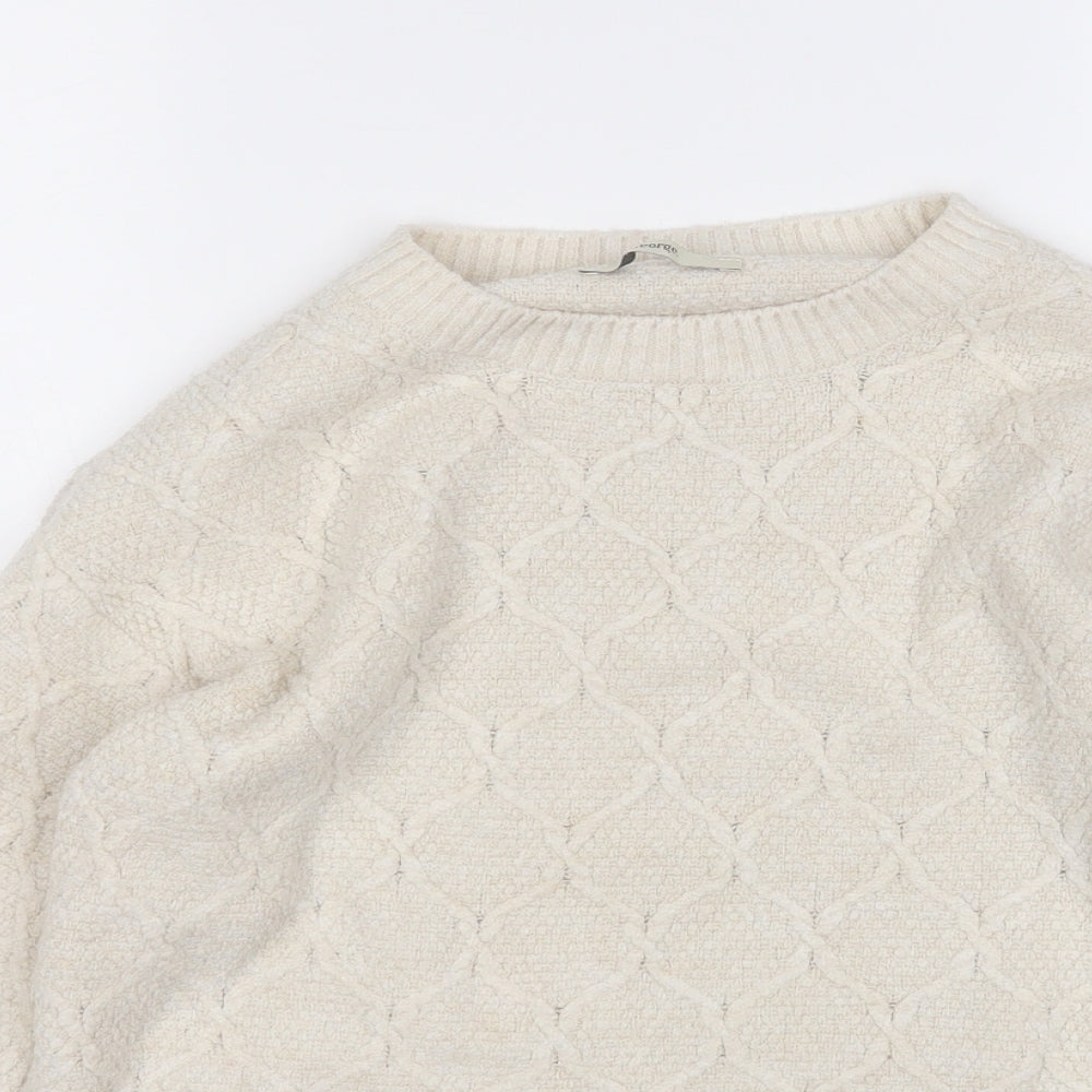 George Womens White Round Neck  Acrylic Pullover Jumper Size 8