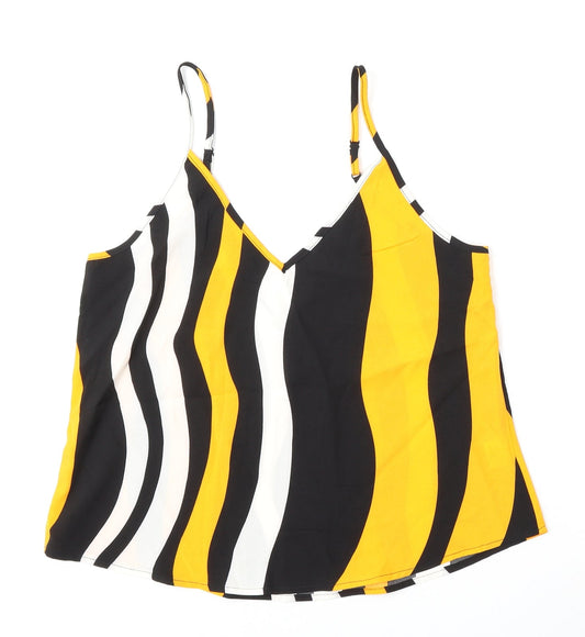 SheIn Womens Multicoloured Striped Polyester Camisole Blouse Size M V-Neck