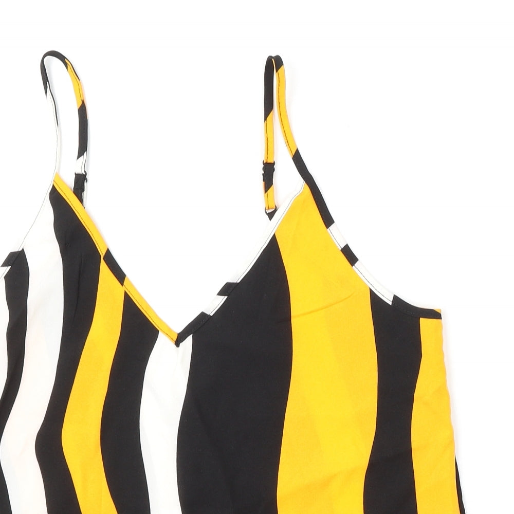 SheIn Womens Multicoloured Striped Polyester Camisole Blouse Size M V-Neck