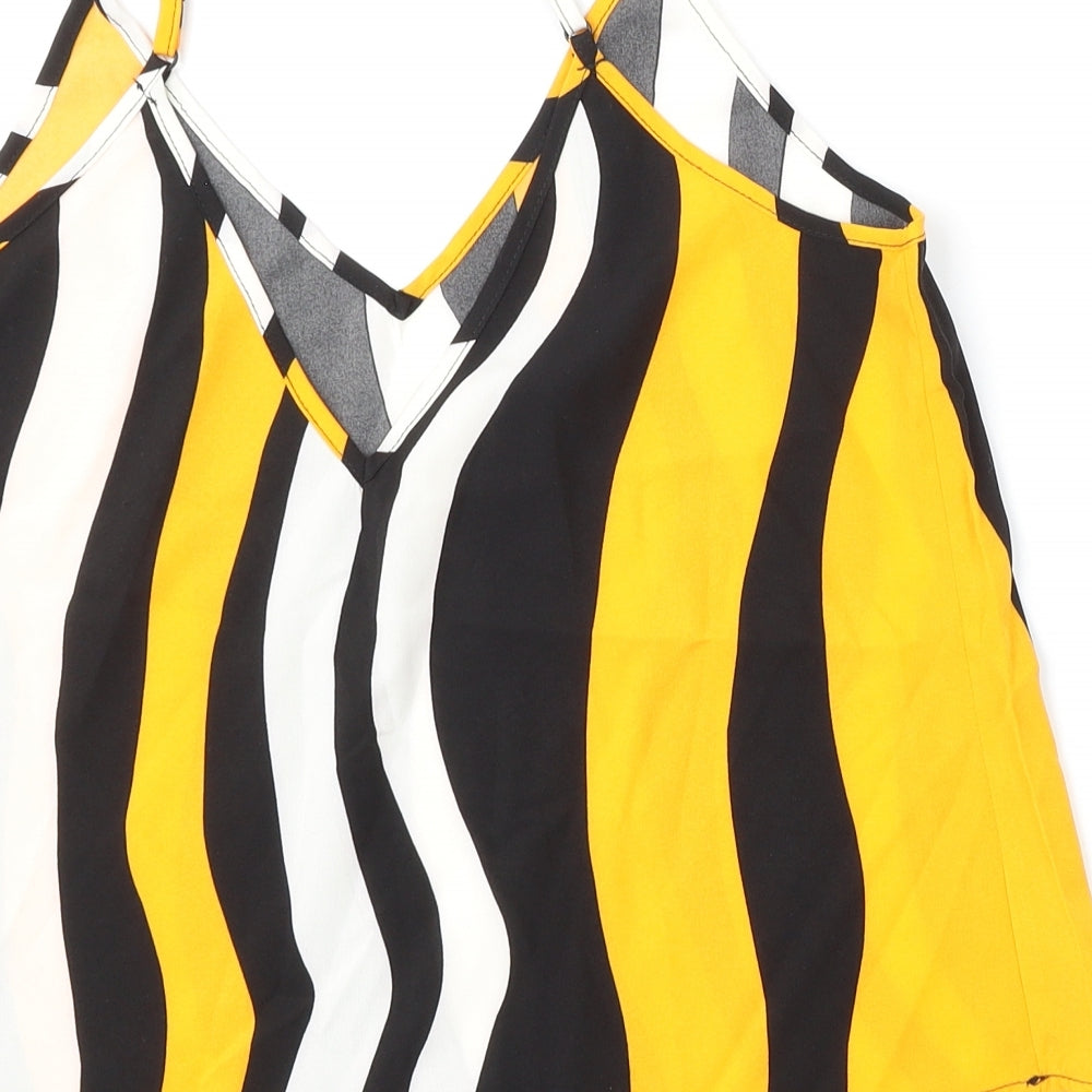 SheIn Womens Multicoloured Striped Polyester Camisole Blouse Size M V-Neck