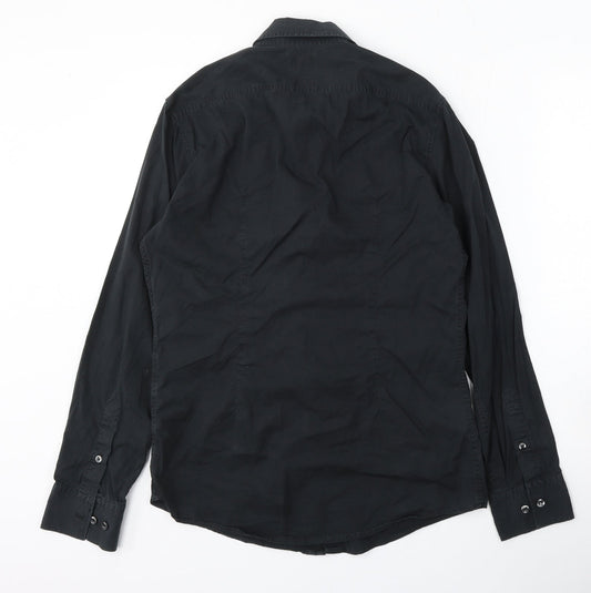 Mens UK Size S Mexx Black  Button-Up Long Sleeve Casual Shirt