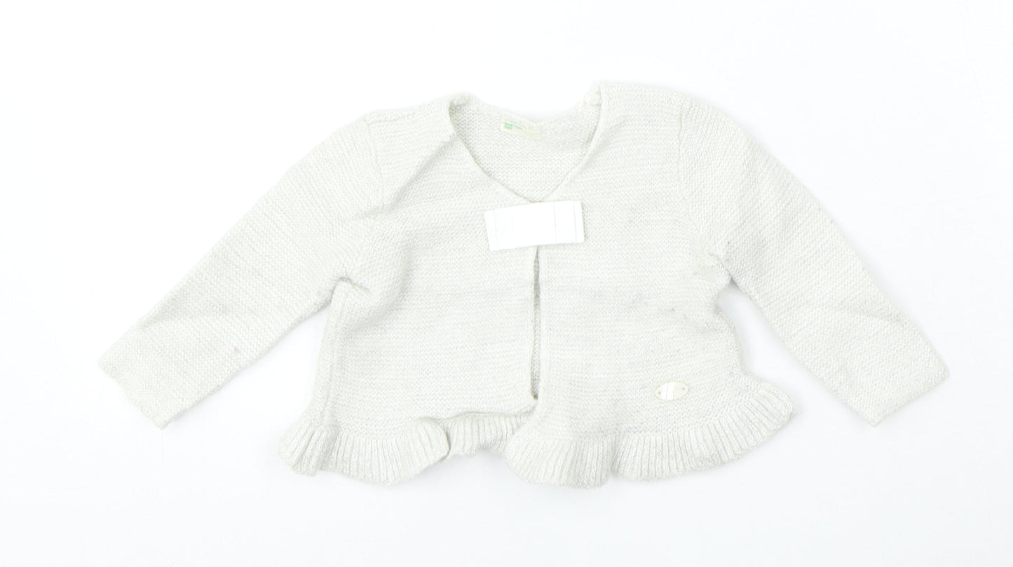 United Colors of Benetton Girls Silver  Viscose Cardigan Jumper Size 9-12 Months