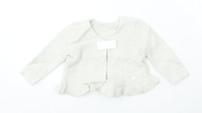 United Colors of Benetton Girls Silver  Viscose Cardigan Jumper Size 9-12 Months