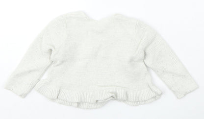 United Colors of Benetton Girls Silver  Viscose Cardigan Jumper Size 9-12 Months