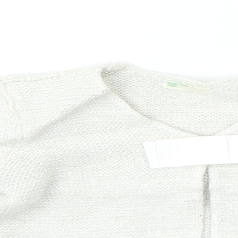 United Colors of Benetton Girls Silver  Viscose Cardigan Jumper Size 9-12 Months