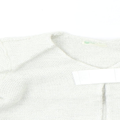 United Colors of Benetton Girls Silver  Viscose Cardigan Jumper Size 9-12 Months