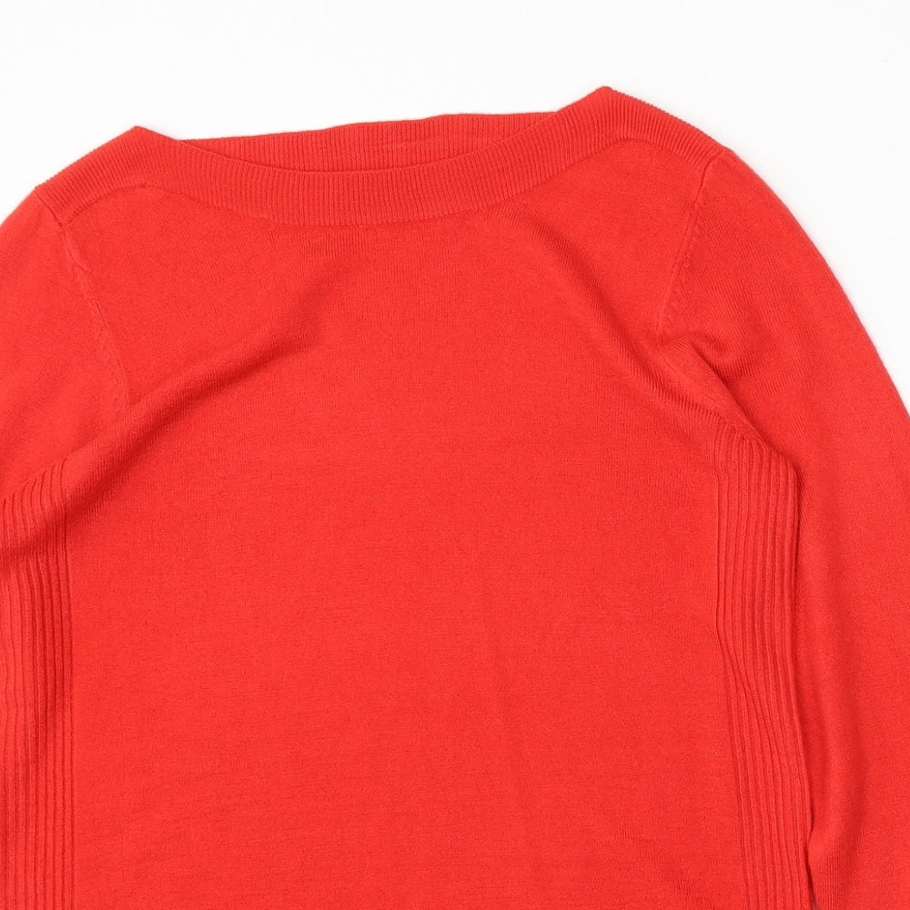 F&F Womens Red Round Neck  Acrylic Pullover Jumper Size 10