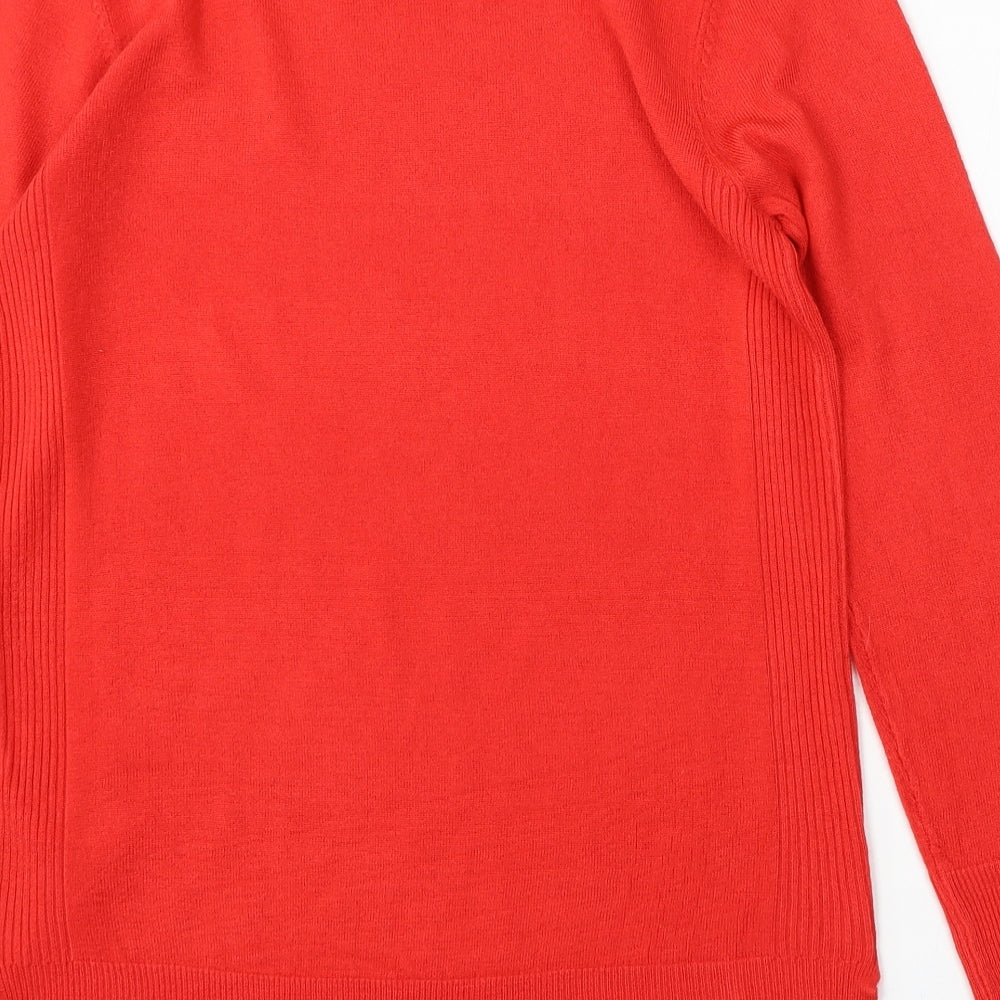 F&F Womens Red Round Neck  Acrylic Pullover Jumper Size 10