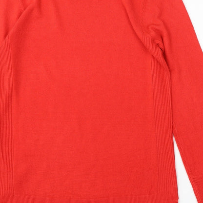 F&F Womens Red Round Neck  Acrylic Pullover Jumper Size 10