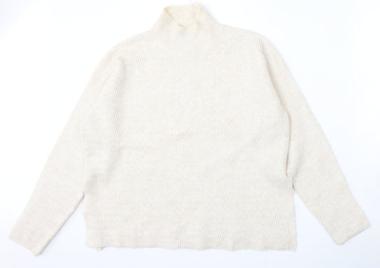 Primark Womens Beige Mock Neck  Acrylic Pullover Jumper Size 10