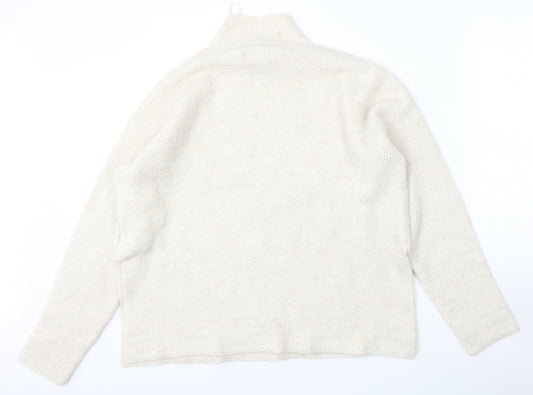 Primark Womens Beige Mock Neck  Acrylic Pullover Jumper Size 10