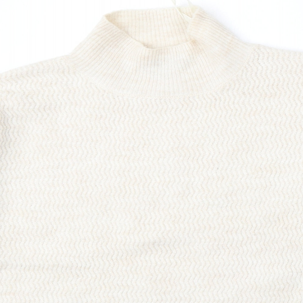 Primark Womens Beige Mock Neck  Acrylic Pullover Jumper Size 10