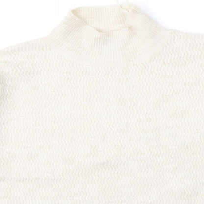Primark Womens Beige Mock Neck  Acrylic Pullover Jumper Size 10