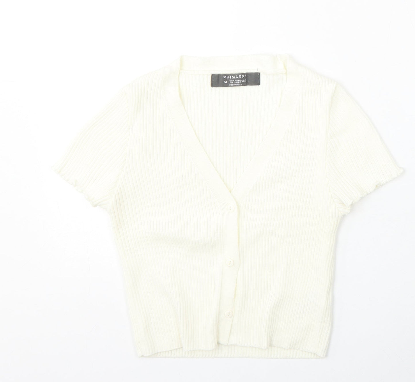 Primark Womens Ivory V-Neck  Acrylic Cardigan Jumper Size 12