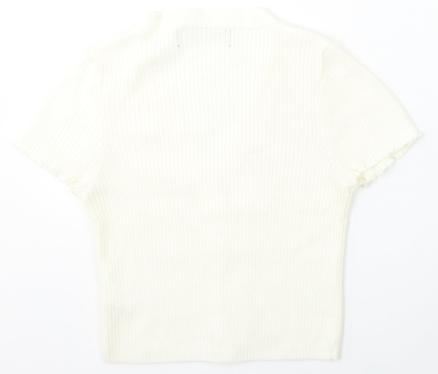 Primark Womens Ivory V-Neck  Acrylic Cardigan Jumper Size 12