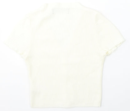 Primark Womens Ivory V-Neck  Acrylic Cardigan Jumper Size 12