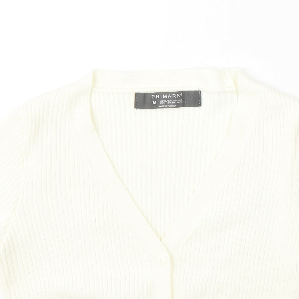 Primark Womens Ivory V-Neck  Acrylic Cardigan Jumper Size 12