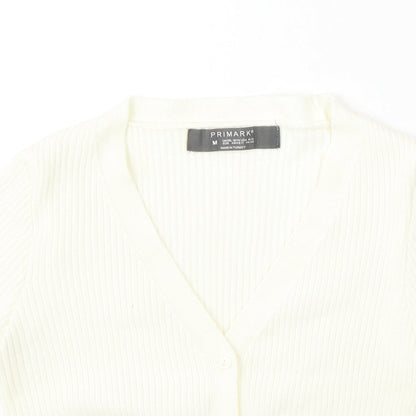Primark Womens Ivory V-Neck  Acrylic Cardigan Jumper Size 12