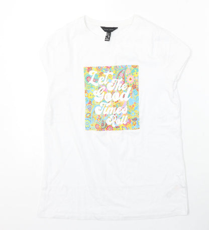Womens UK Size 8 New Look White Basic T-Shirt