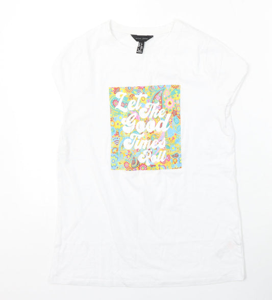 Womens UK Size 8 New Look White Basic T-Shirt
