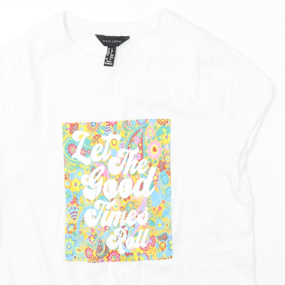 Womens UK Size 8 New Look White Basic T-Shirt
