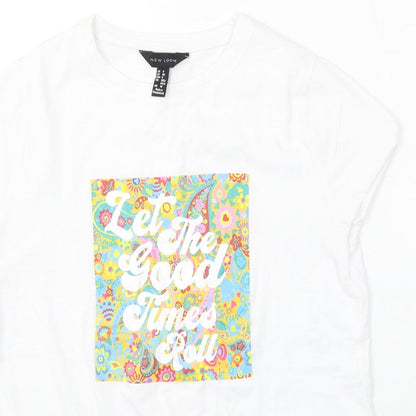 Womens UK Size 8 New Look White Basic T-Shirt