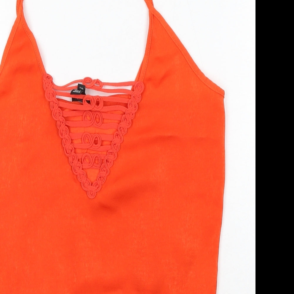 Womens UK Size 8 River Island Orange Camisole Blouse