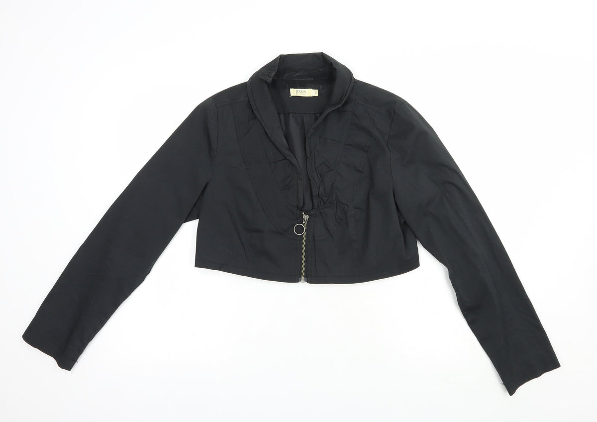 Front view of Jensen women’s black jacket, size UK 12, zip - cropped