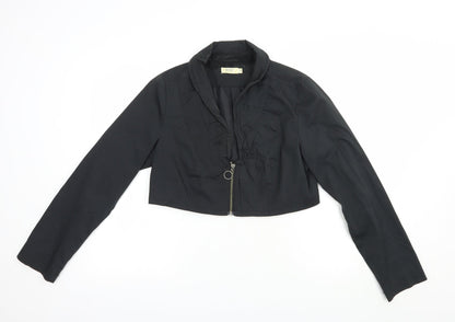 Front view of Jensen women’s black jacket, size UK 12, zip - cropped